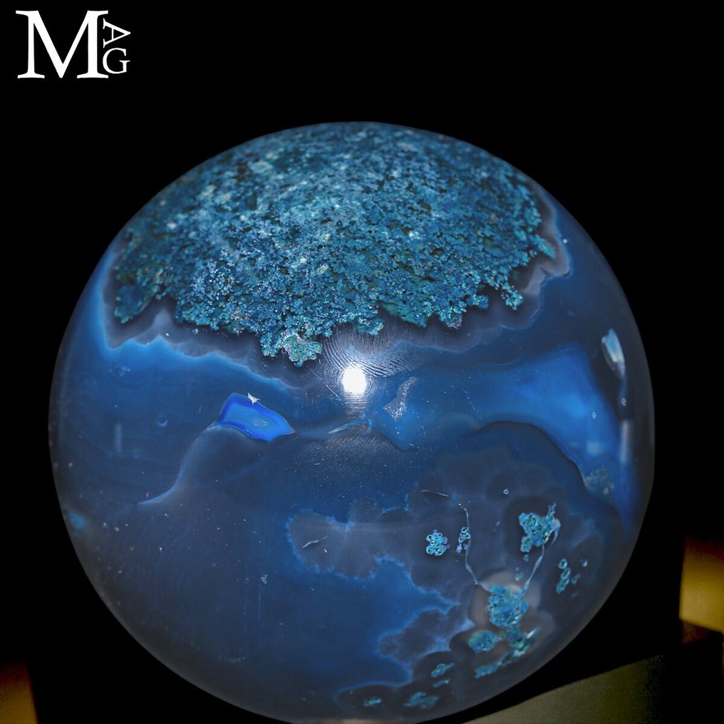 天然染色的玛瑙 - 球体 美丽的玛瑙球体 - 高度: 87 mm - 宽度: 87 mm- 944 g #1.0