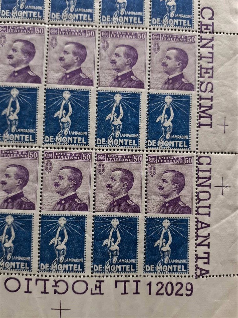 意大利王国 1924 - De Montel的邮票册，包含100枚邮票（50对），全新未使用（MNH**） #3.2