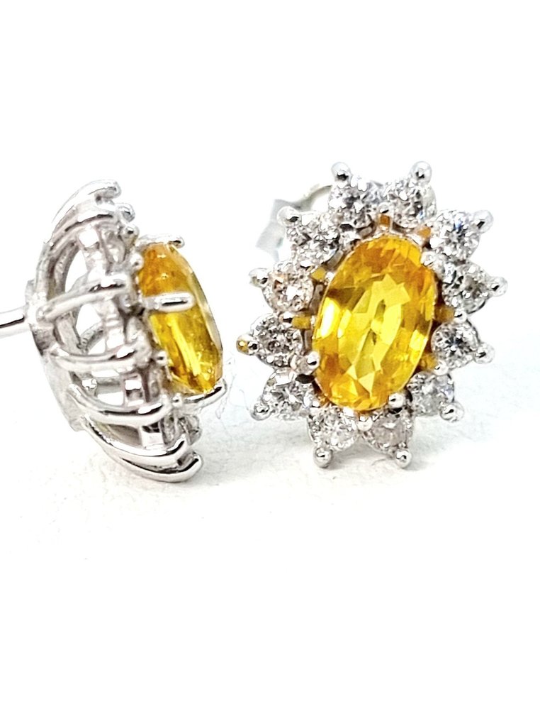 Øredobber - 18 karat Hvitt gull Safir - Diamant #4.3