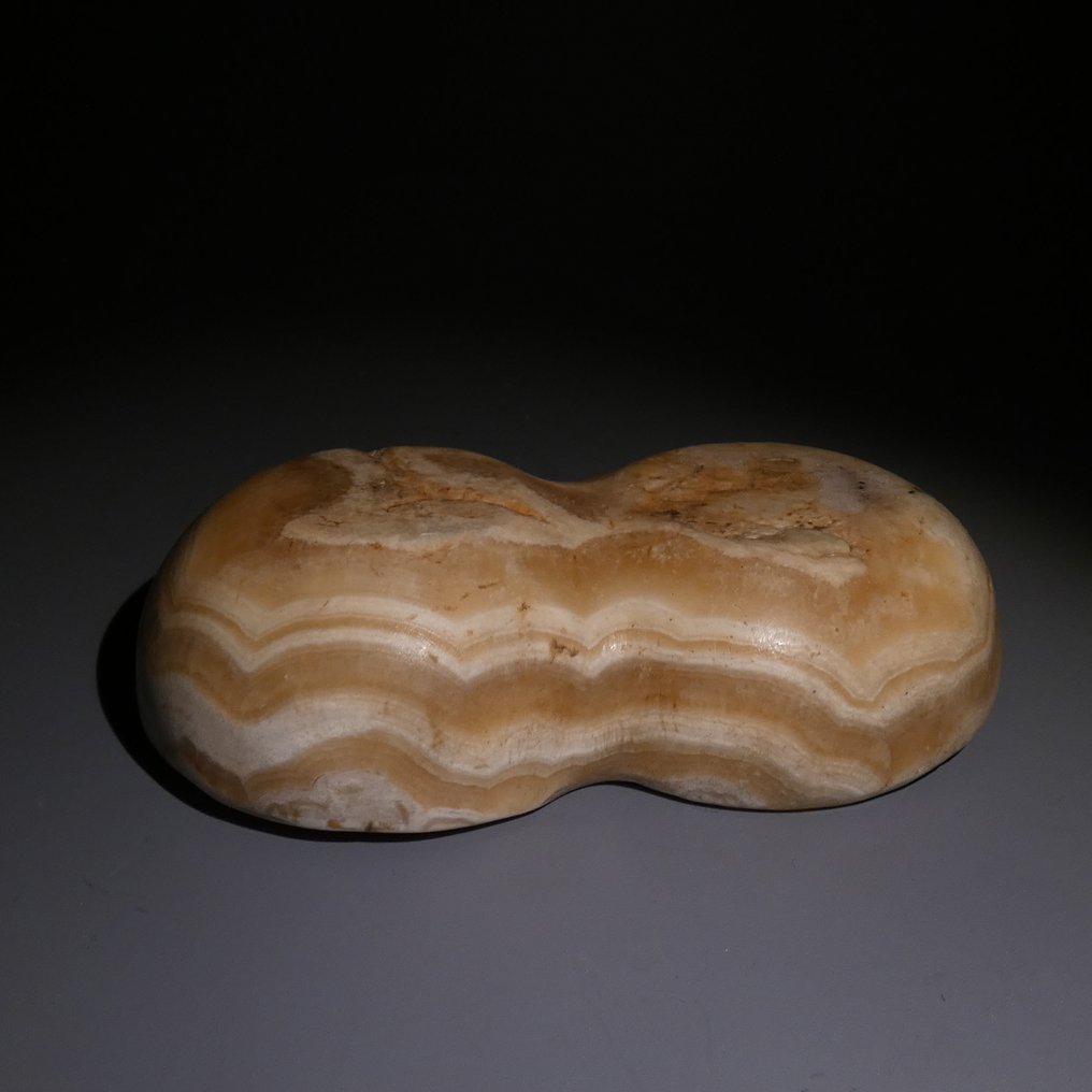 Bactrian Alabaster Double cup vessel. 13 cm L. 2000 - 1000 BC #4.3