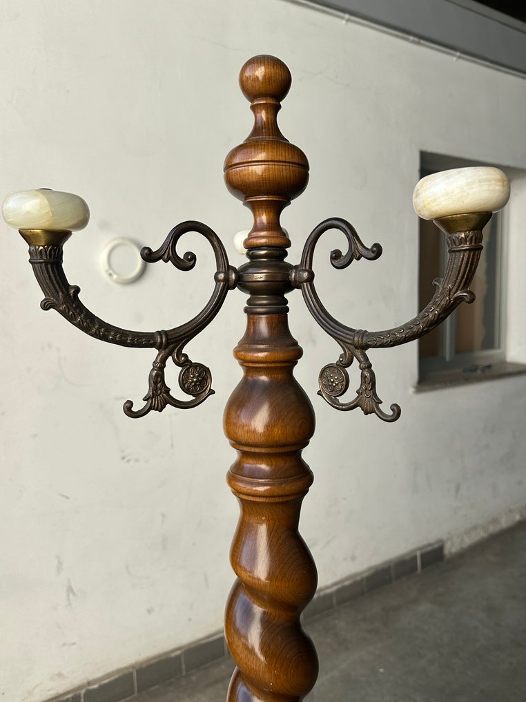 Coat rack - Wood, Brass, Alabaster - coat rack #1.0