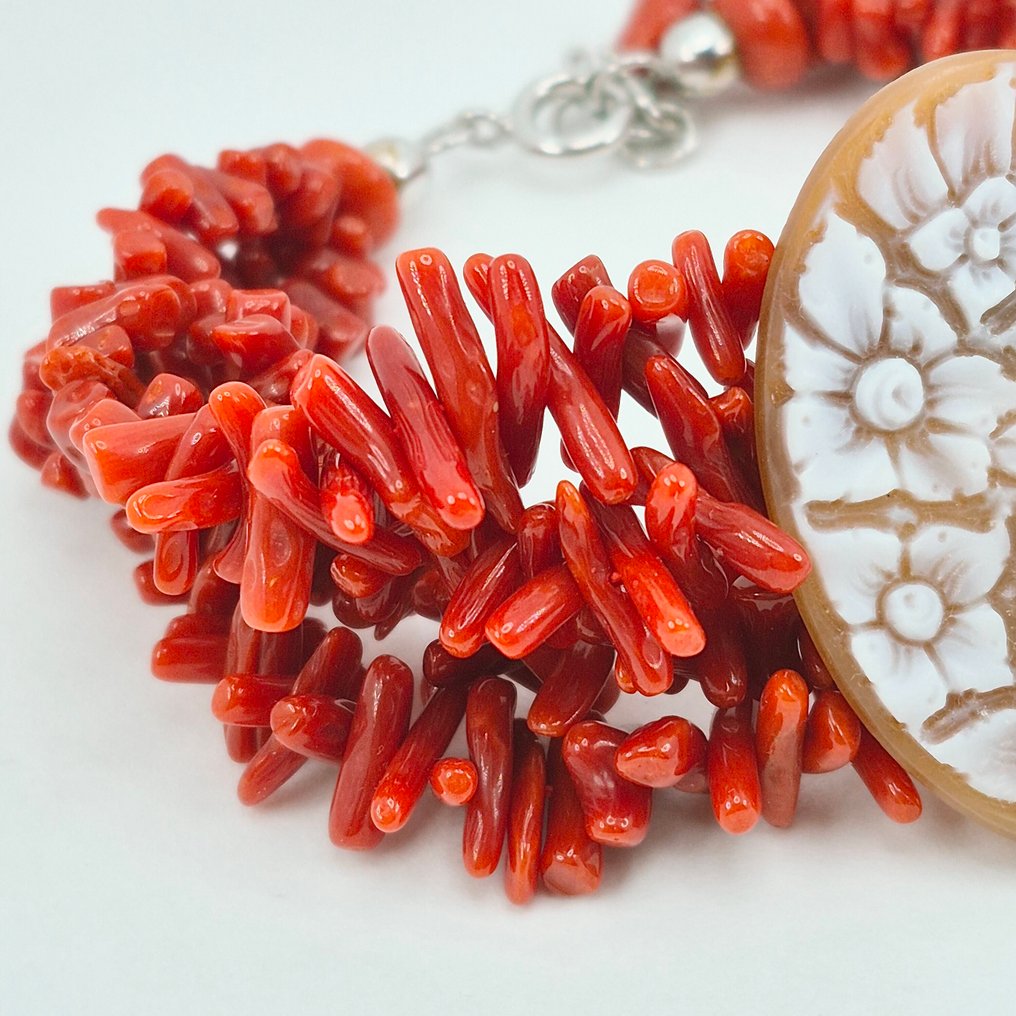Κοράλλι αίματος - Ασημί - Βραχιόλι - CORALLO MEDITERRANEO #3.2