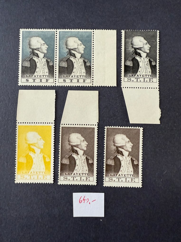 法國  - Yvert LAL 2-3-7-8 实验性小贴纸 "Lafayette" 全新 - TB #1.0