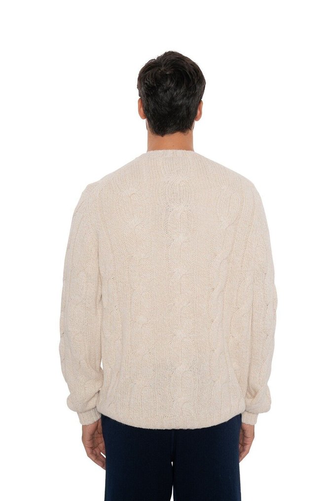 FEDELI RRP 2190€ "Malfilè" Ivory Sweater 100% Cashmere Cable Knit - 56 IT - Jumper - New with tags #2.1