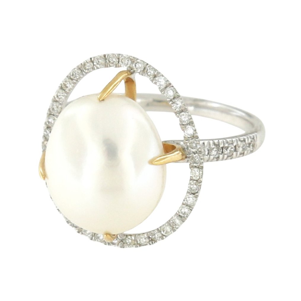 Mimi - 戒指 - 18K包金 白金, 玫瑰金 - 0.32ct. tw. 珍珠 - 钻石 #3.2