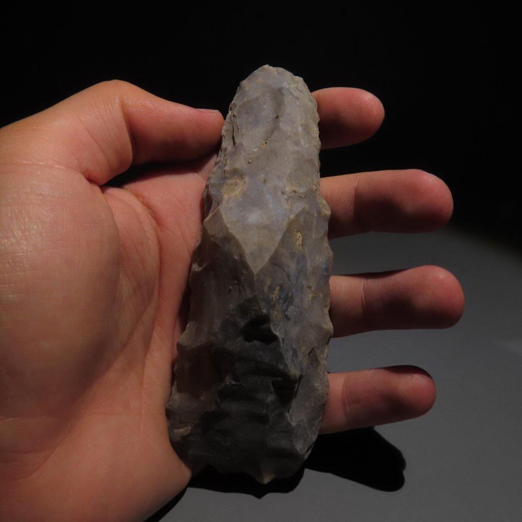 Neolithic Flint Tool. Spiennes, 4500-3500 BC. 12 cm height. Spanish Import License.  (No Reserve Price) #4.3