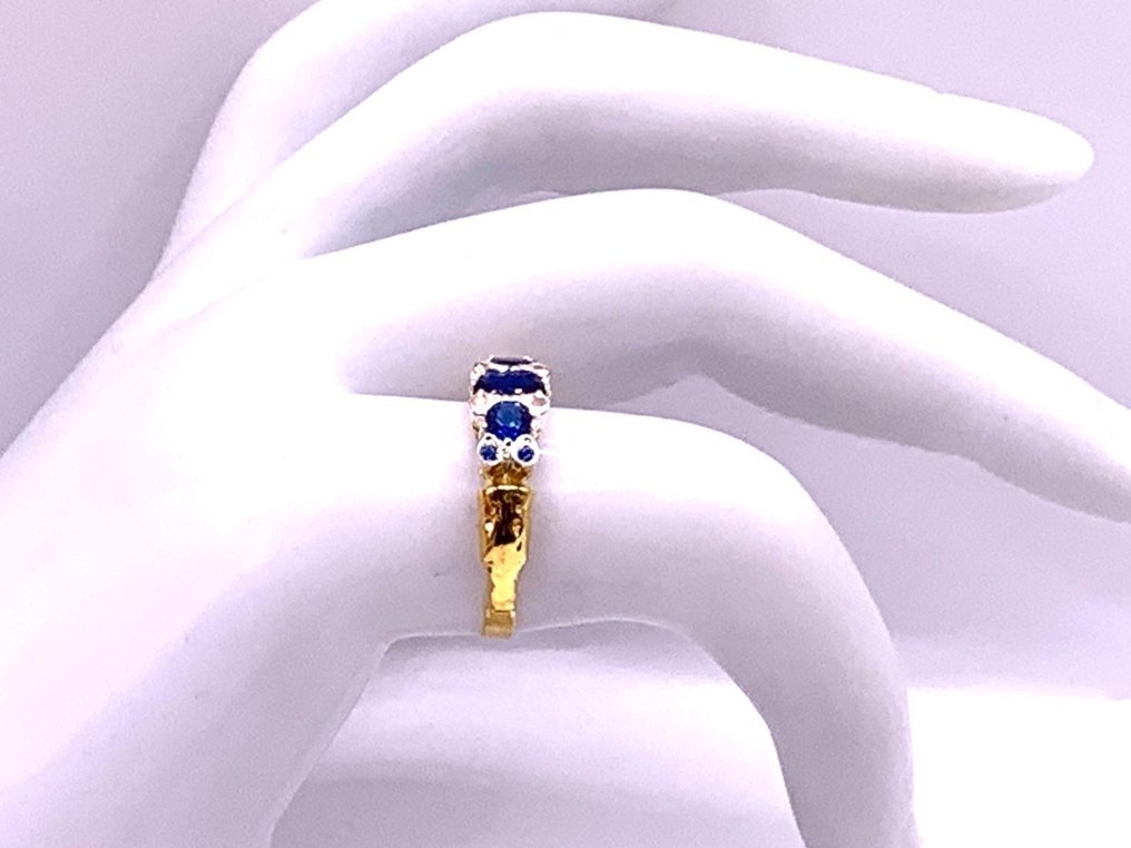 χωρίς τιμή ασφαλείας - Δαχτυλίδι αιωνιότητας - 9 kt. Κίτρινο χρυσό, Ασημί Ζαφείρι - Ζαφείρι - Diamanti #1.0