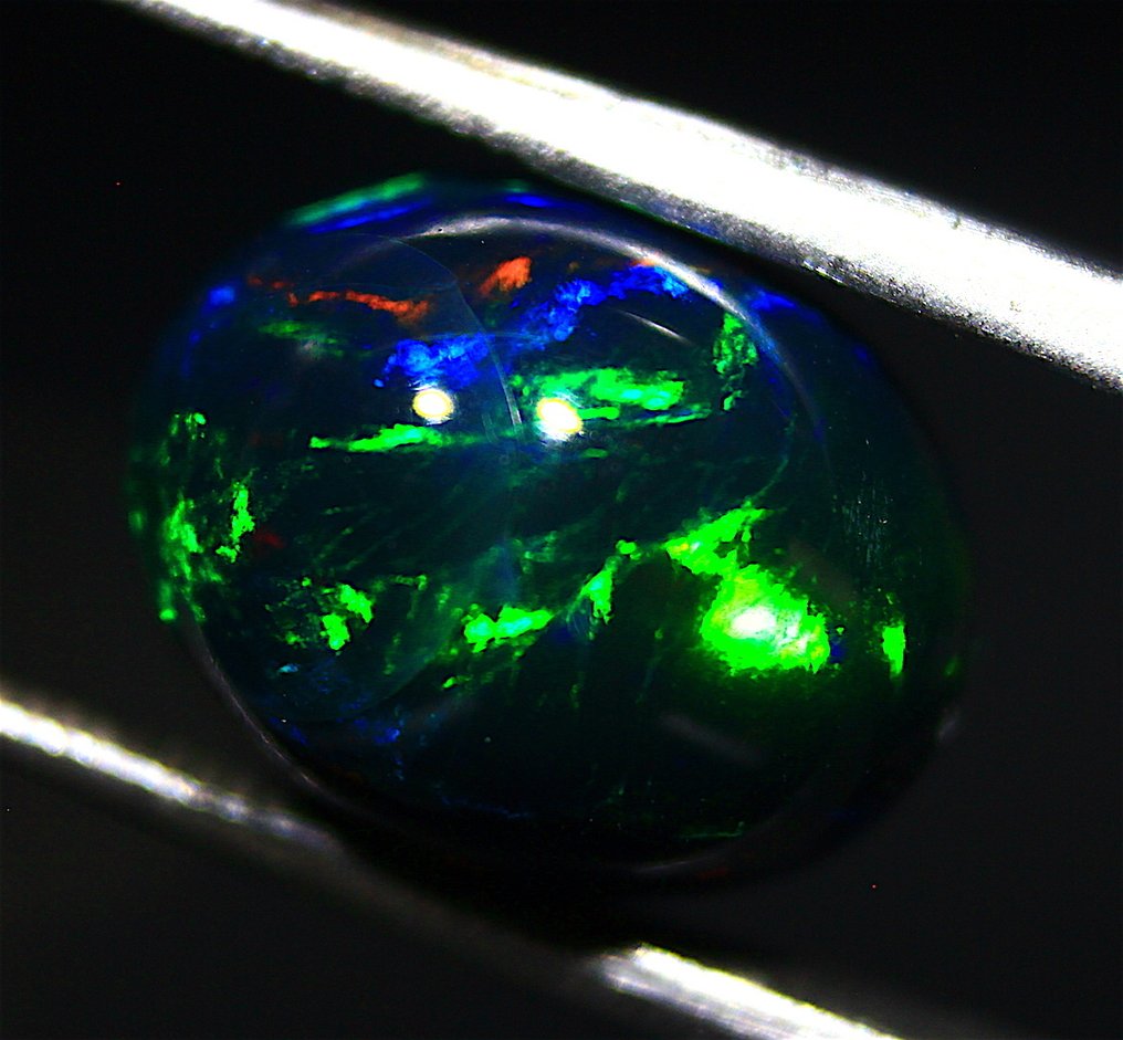 Free shipping on 2.90 carats of natural Ethiopian black opal. Cabochon - Height: 12 mm - Width: 9 mm- 0.58 g #3.2