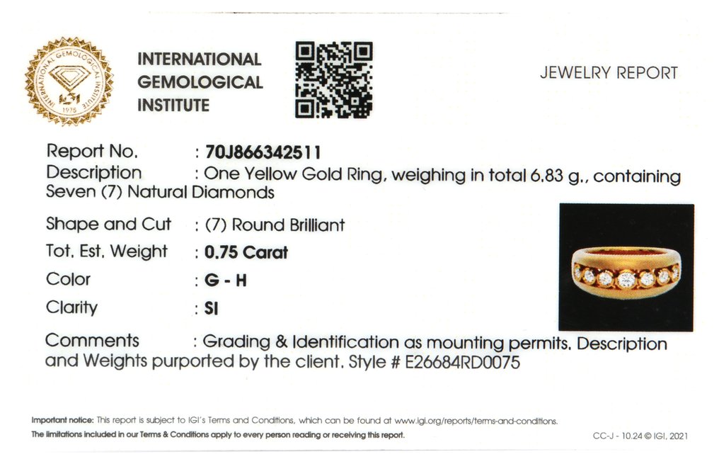 Δαχτυλίδι - 14 καράτια Κίτρινο χρυσό -  0.75ct. tw. Διαμάντι (Φυσικό) #2.1