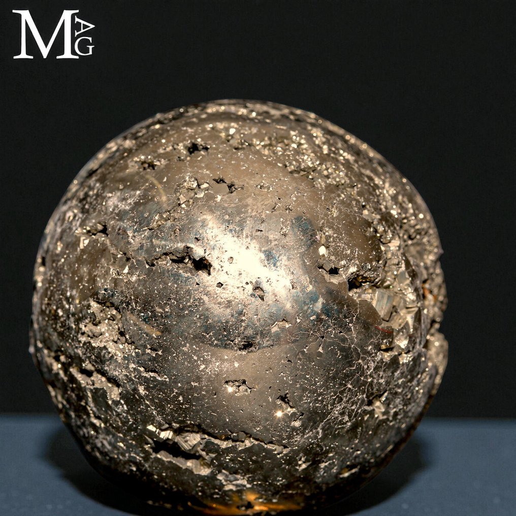 Pyritkugle - Huanzala-minerne - Samlerprøve - Højde: 59 mm - Bredde: 59 mm- 438 g #1.0