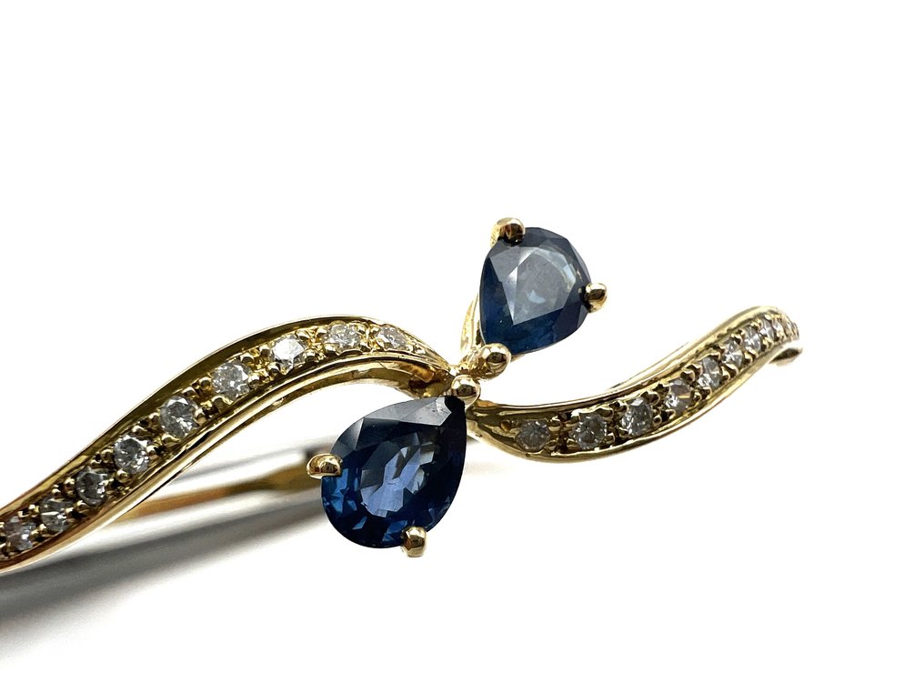 手镯 - 18K包金 黄金 -  1.00ct. tw. 蓝宝石 - 钻石 #4.3