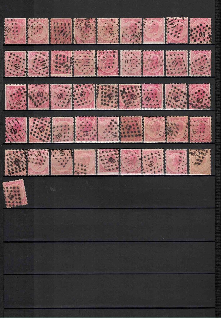 比利時 1865 - 集邮册中的收藏 - 细节、邮戳、杂项 - OBP 17-21 #1.0