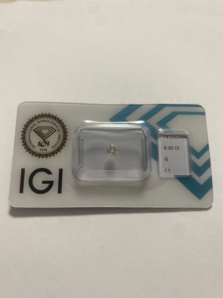 χωρίς τιμή ασφαλείας - 1 pcs Διαμάντι  (Φυσικό)  - 0.30 ct - Στρογγυλό - G - I1 - International Gemological Institute (IGI) #1.0