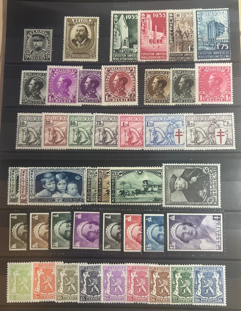 Belgium 1934/1935 - Complete annual editions with series 'Ridder', Leopold III 'Invaliden', Tassis, etc. — without - OBP/COB 384/403 + 404/426 #1.0