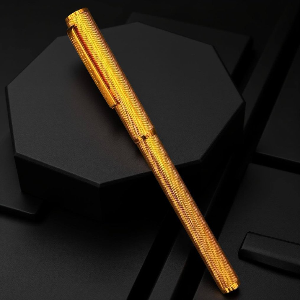 Dunhill - Pluma estilográfica Dunhill guilloché chapada en oro - 钢笔 #3.2