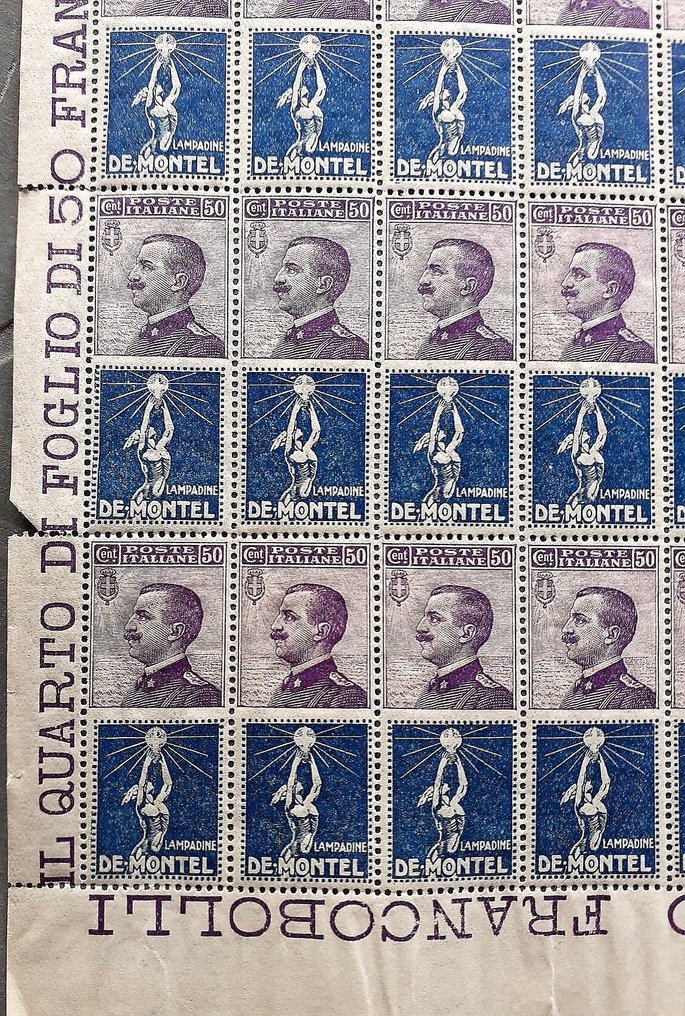 意大利王国 1924 - De Montel的邮票册，包含100枚邮票（50对），全新未使用（MNH**） #1.0