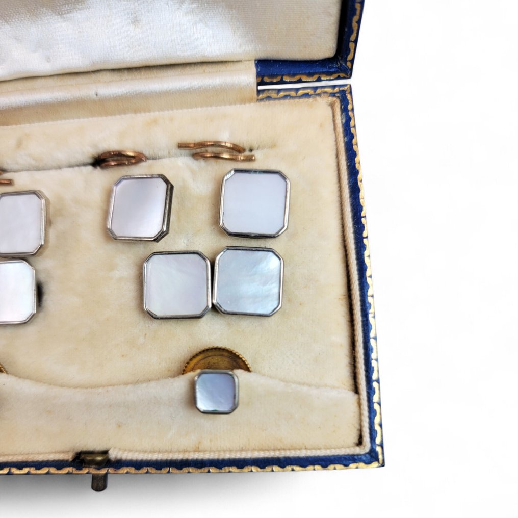 Other brand - Argento, Placcato oro, Set di gemelli e gemelli da polso in madreperla Art Deco in custodia originale Austin Reed Regent - Gemelli #4.3