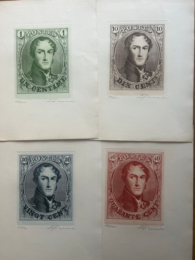 Βέλγιο 1942 - Χαράξεις Renard με μενταγιόν Leopold I - Ολόκληρη συλλογή 4 - GENUMMERD EN GESIGNEERD #1.0