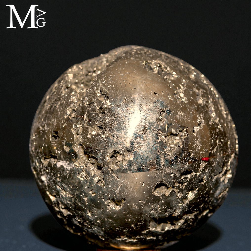 Pyritkugle - Huanzala-minerne - Samlerprøve - Højde: 59 mm - Bredde: 59 mm- 438 g #4.3