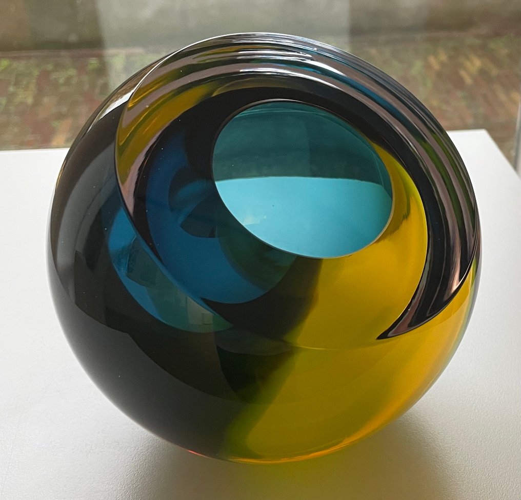 George Broft Unique - Sculpture, “ COLORFUL” - 16.5 cm - Glass #1.0