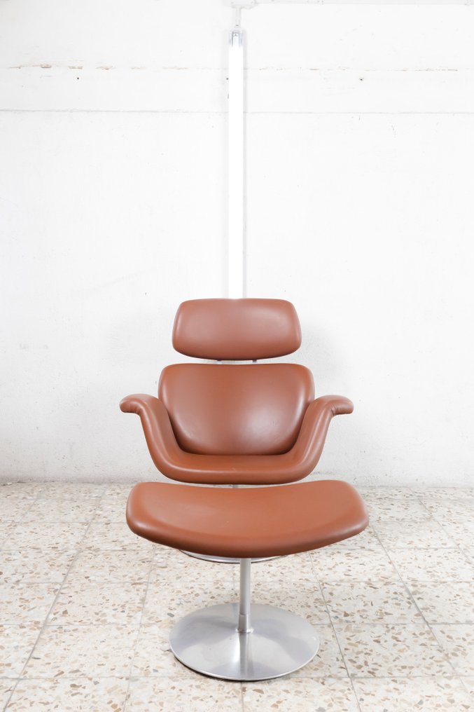 Artifort - Pierre Paulin - Πολυθρόνα - Μπιγκ Τούλιπ + Οθωμανικό - Αλουμίνιο, Δέρμα #2.1