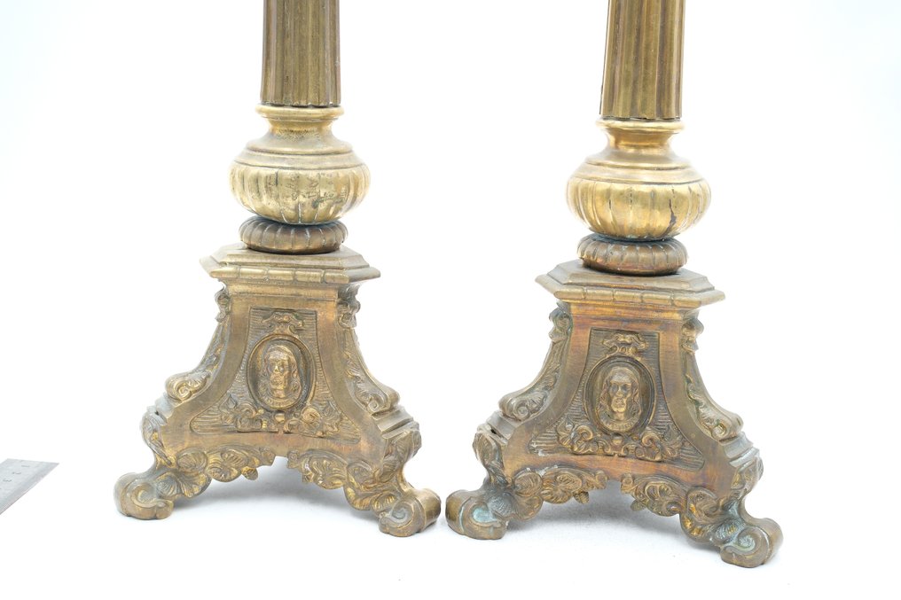 Candeliere (2) - Bronzo dorato - Coppia di candele #2.1