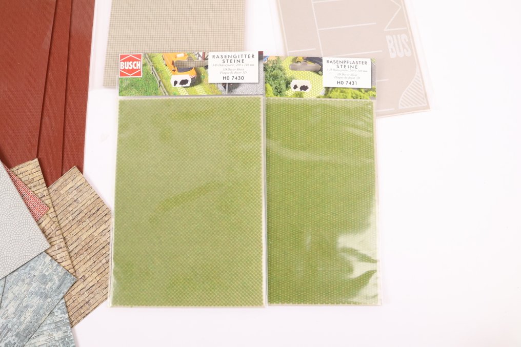 Busch, Noch, Faller H0 - 6049/7094/60720/7430/7431 - Model train scenery (1) - Large package with wall/driveway tiles #1.0