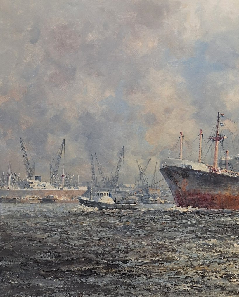 Marinus de Jongere (1912-1977) - Havengezicht met kijk op de Maashaven #4.3