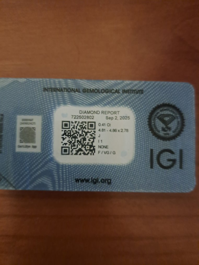 1 pcs Διαμάντι (Φυσικό) - 0.41 ct - Στρογγυλό - J - I1 - International Gemological Institute (IGI) - Τεχνολογία #4.3