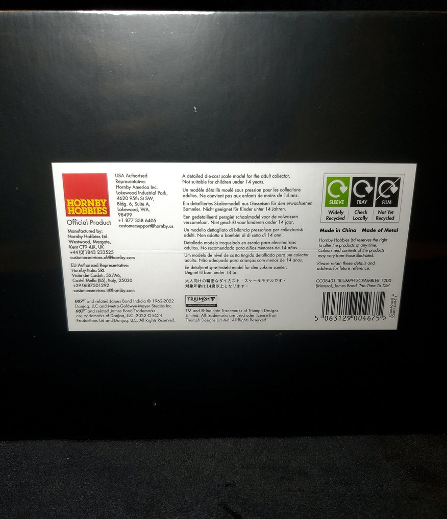 Corgi Classics 1:12 - Machetă Motocicletă - Scale James Bond Victory Scrambler 1200 XE 007: No Time to Die Brand new #3.2