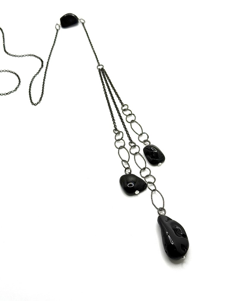 Unico - Rara Ambra Baltica Nera - Argento 925 Brunito - Certifikat for ægthed - Førsteklasses - Smykkesæt med 2 dele - Eksklusiv arbejdskraft #3.2