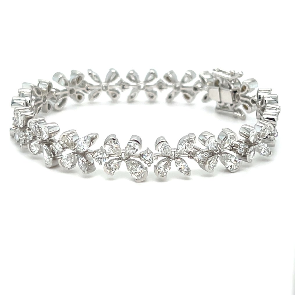 手镯 - 14K包金 白金 -  7.43ct. tw. 钻石 (实验室培育) #1.0