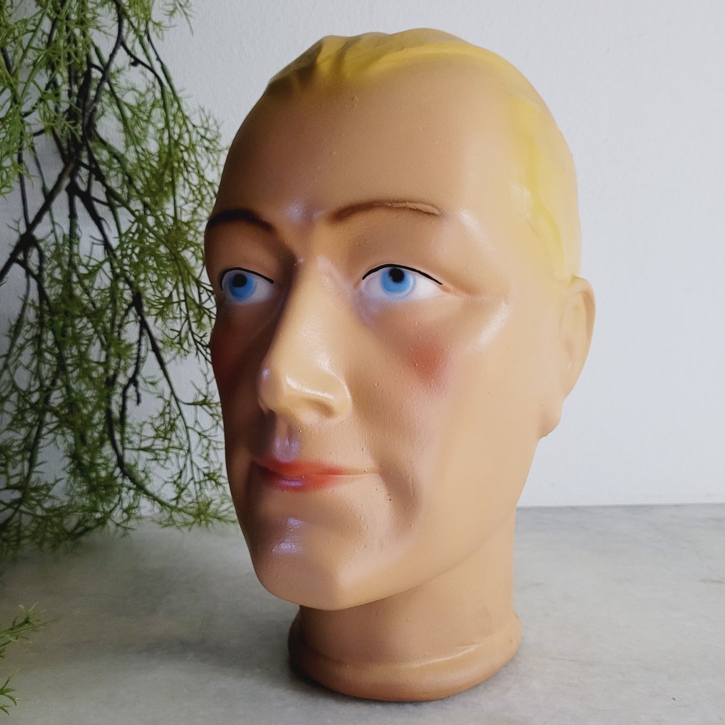 Art Deco, Winkeldisplay/Etalage Hoedenhoofd, 1950 - Κούκλα βιτρίνας - Γύψος #1.0