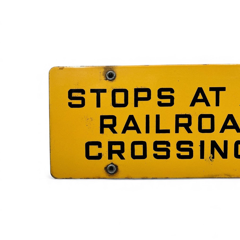 搪瓷标志 '铁路道口' - Emaille bord 'railroad crossing' - 琺瑯標誌牌 - 搪瓷边框 - 瑪瑙, 鋼 #2.1