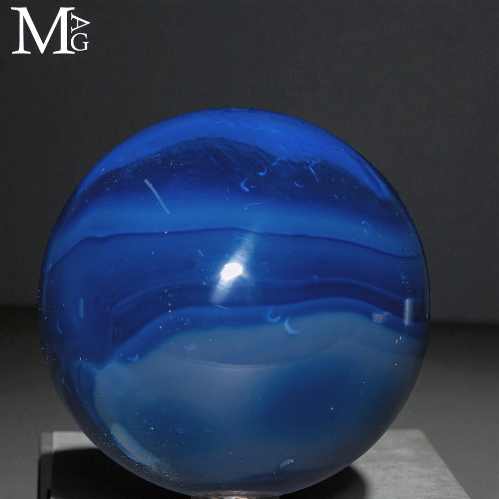 天然染色的玛瑙 - 球体 美丽的玛瑙球体 - 高度: 78 mm - 宽度: 78 mm- 638 g #4.3