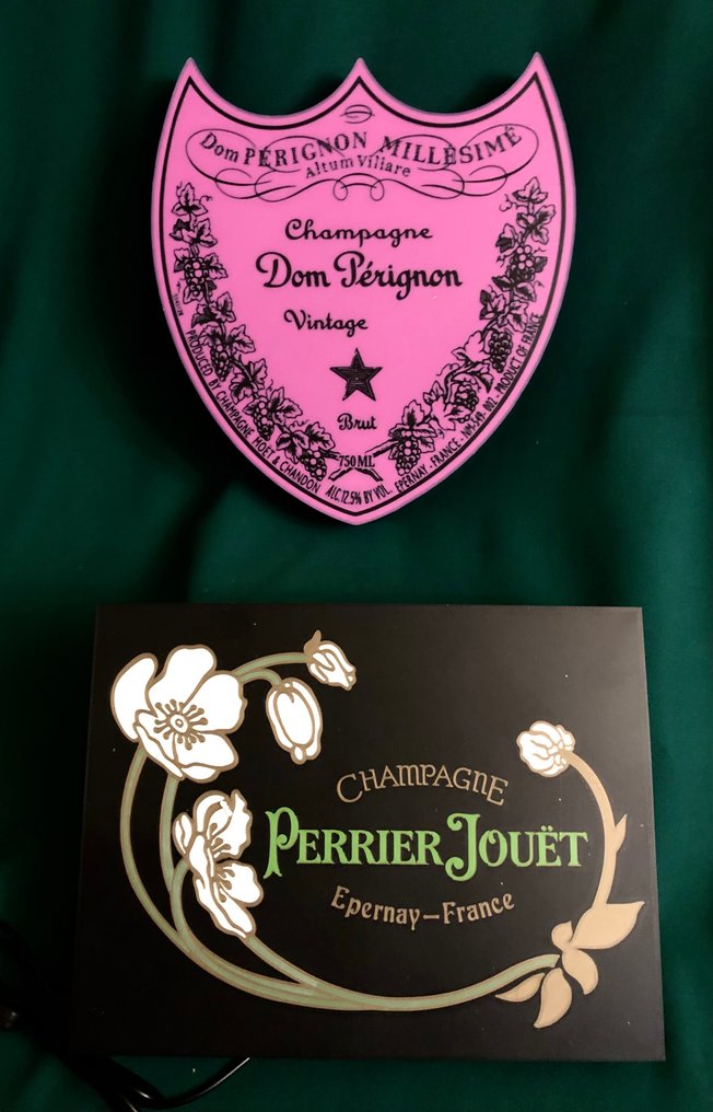 Insegna pubblicitaria retroilluminata (2) - Omaggio a Perrier Jouët & Omaggio a Dom Pérignon Champagne - plastica dura #2.1