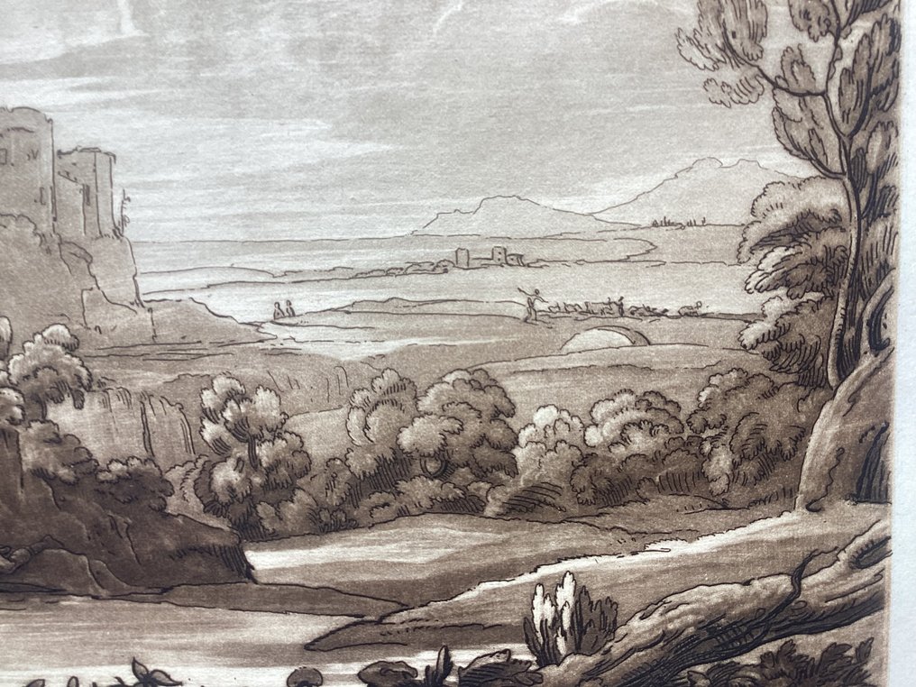 義大利 - 蒂沃利; After Claude Lorrain (1600-1682) - View of Tivoli (Latium) - After Liber Veritatis: Plate 17 - 1821-1850 #2.1
