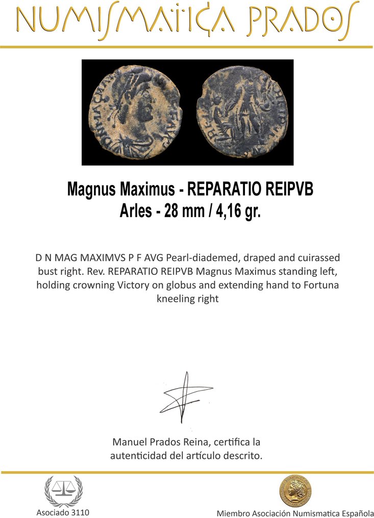 Ρωμαϊκή Αυτοκρατορία. Magnus Maximus (AD 383-388).  (χωρίς τιμή ασφαλείας) #1.0