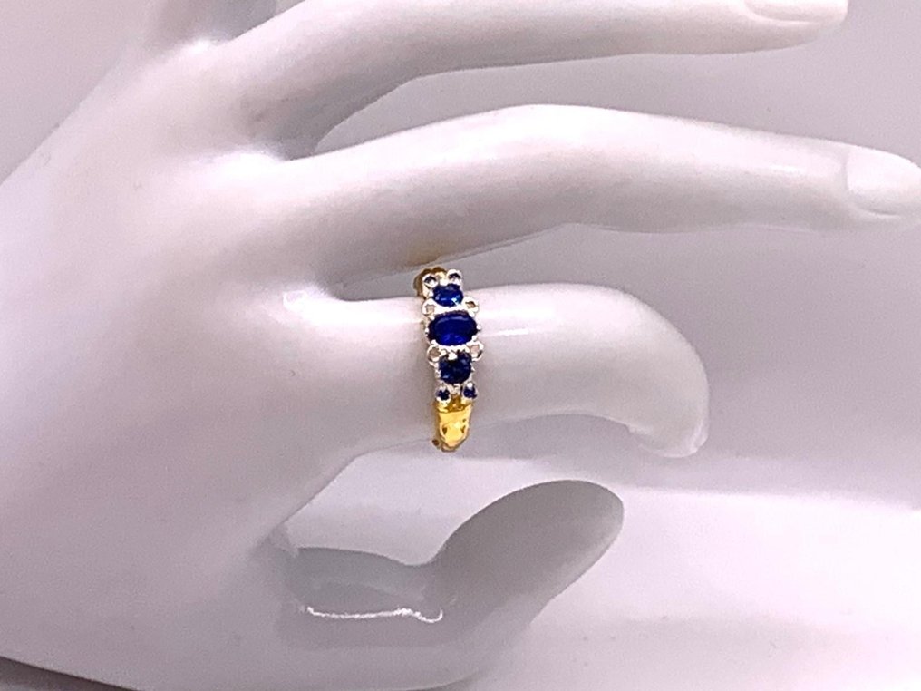 χωρίς τιμή ασφαλείας - Δαχτυλίδι αιωνιότητας - 9 kt. Κίτρινο χρυσό, Ασημί Ζαφείρι - Ζαφείρι - Diamanti #2.1