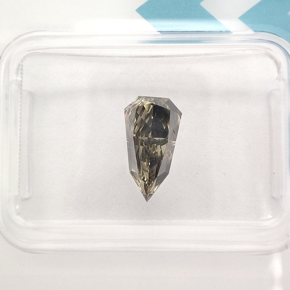 没有保留价 - 1 pcs 钻石  (天然色彩的)  - 1.07 ct - Fancy deep 灰色, 绿色 黄色 - SI1 微内含一级 - 国际宝石研究院（IGI） #1.0