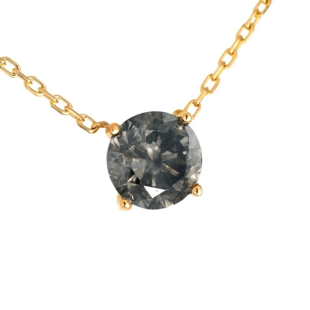 χωρίς τιμή ασφαλείας - Κολιέ με μενταγιόν - 14 καράτια Κίτρινο χρυσό -  1.03ct. tw. Γκρίζο Διαμάντι (Φυσικού χρώματος) #1.0