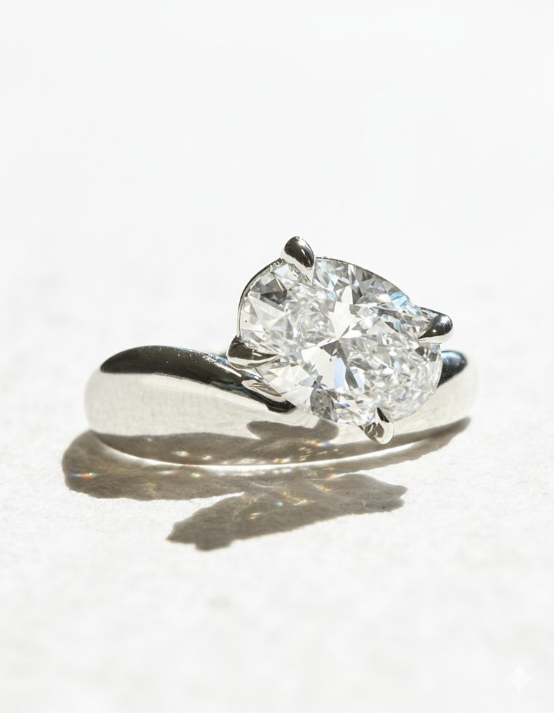 Ring - 14 kt. White gold -  3.30ct. tw. Diamond (Lab-grown) #1.0