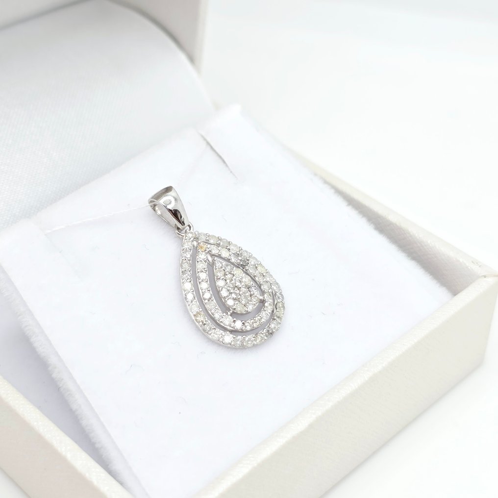 Nincs minimálár - Függő - 14 kt. Fehér arany -  0.66ct. tw. Gyémánt (Természetes)  #1.0