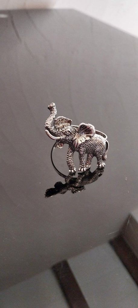 餐巾环 (12) - 大象 - 银色金属 #4.3