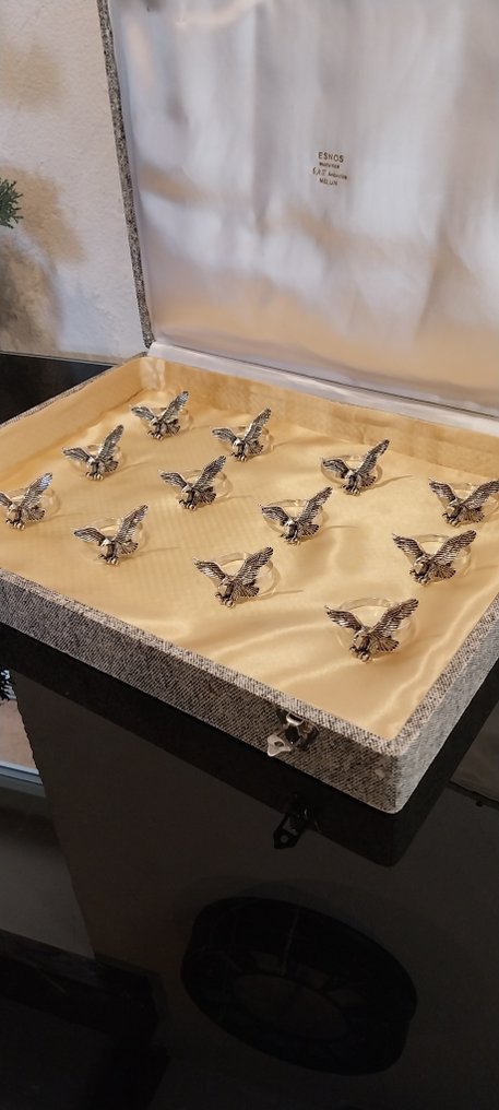 餐巾套環 (12) - 鹰  - 银色金属 #3.2