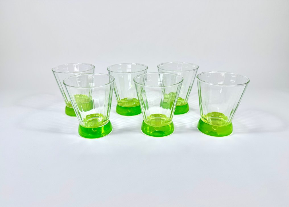 Drinking set for 6 (6) - uranium glass - Set of 6 glasses #3.2