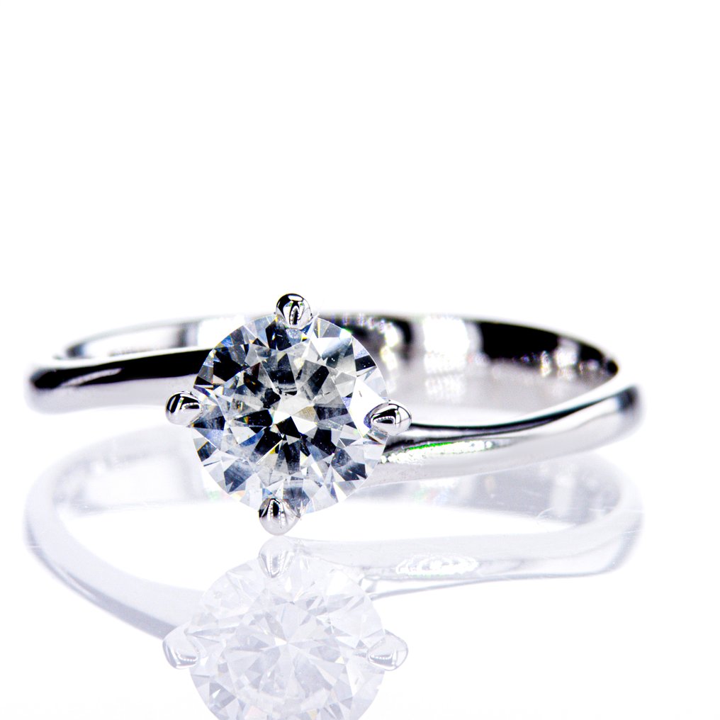 没有保留价 - 订婚戒指 - 18K包金 白金 - 0.78ct. tw. 钻石 (天然) #1.0