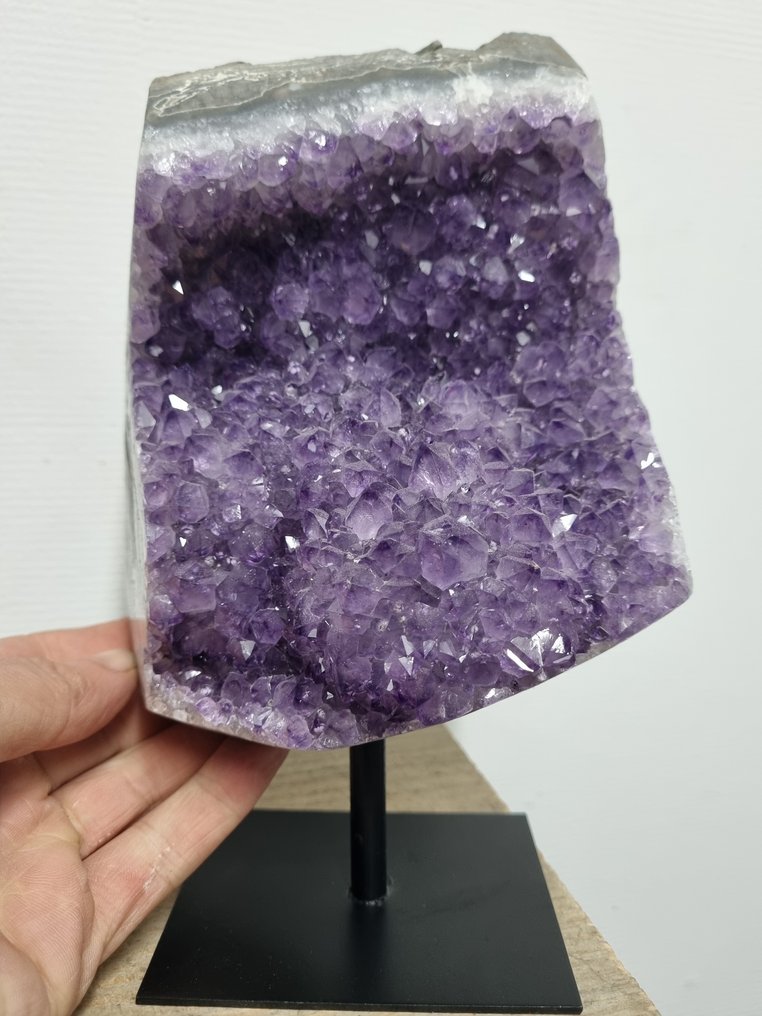 HQ Amethyst geode on luxury steel stand - Height: 225 mm - Width: 145 mm- 2.71 g #1.0