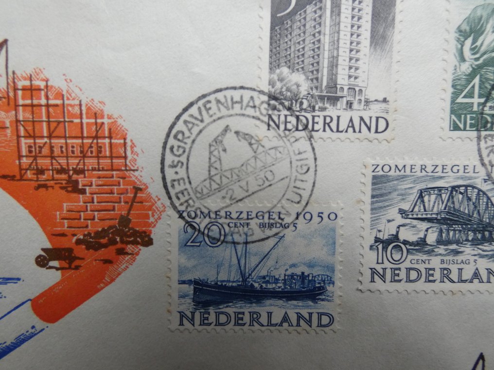 Netherlands 1950 - Summer seals on FDC with report by H. Veeling. - NVPH E1 #4.3