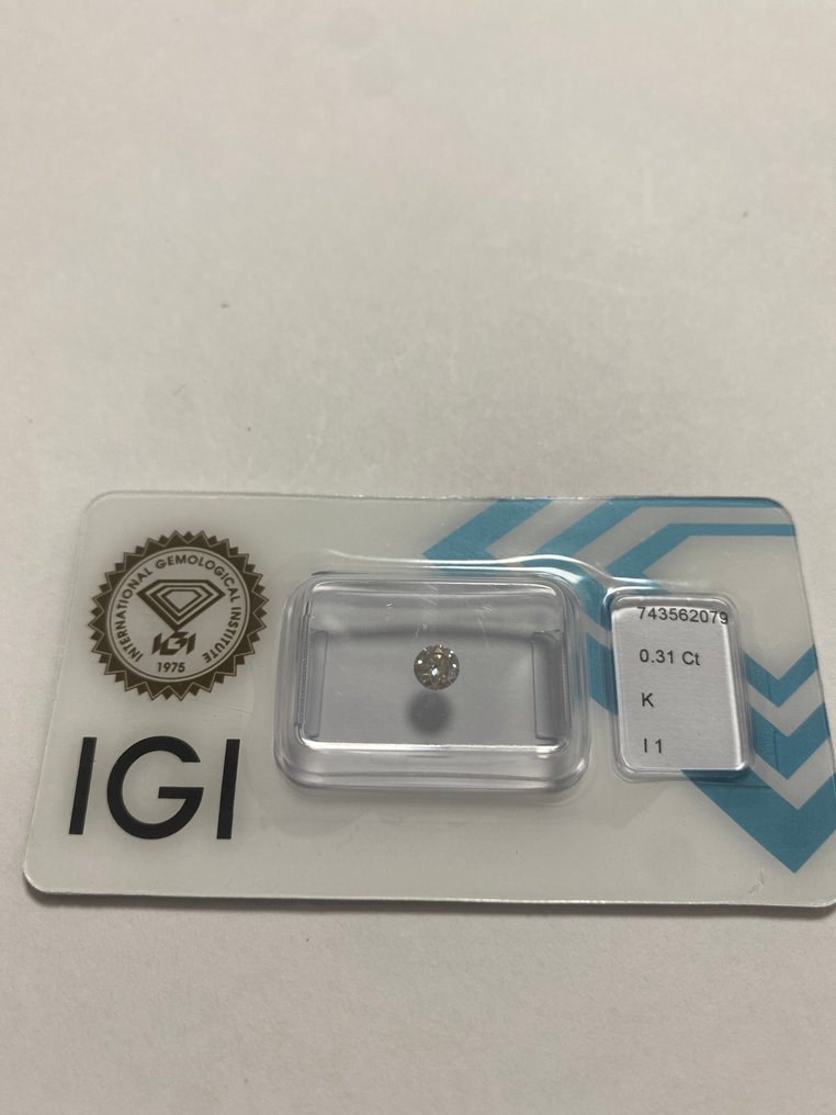 没有保留价 - 1 pcs 钻石  (天然)  - 0.31 ct - 圆形 - K - I1 内含一级 - 国际宝石研究院（IGI） #1.0